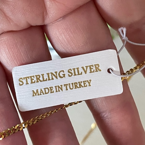 Brand New Beautiful Gold over Sterling Silver Letter A crown Pendant Necklace - Picture 6 of 6